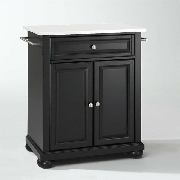 Crosley Brands Alexandria Granite Top Portable Kitchen Island Cart, Black & White KF30020ABK